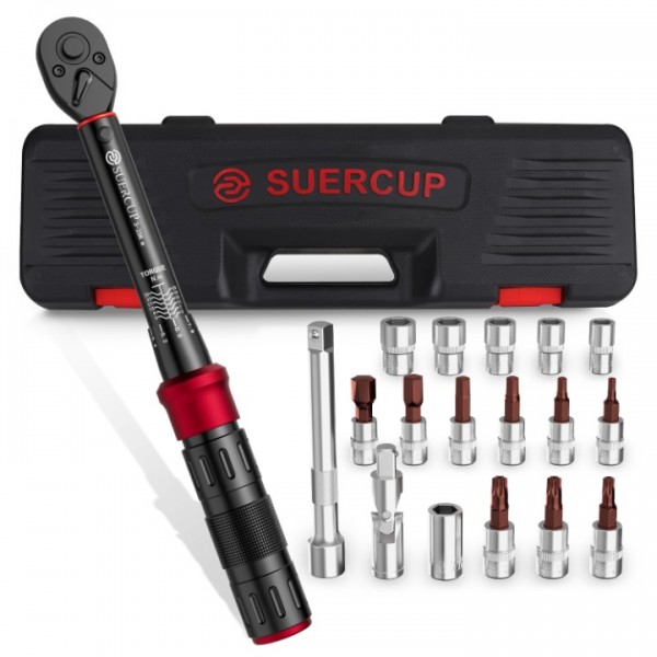 SUERCUP 1/4-Inch Drive Click Torque Wrench, 18 PCS...