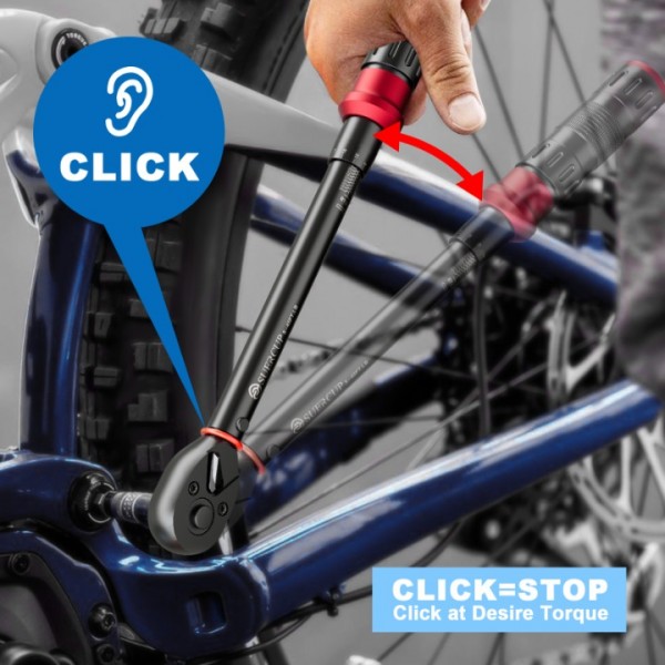 1/4 3/8 1/2-inch Drive Torque Wrench - 3Pcs Torque Wrench Set 20-240in.lb, 5-45ft.lb, 10-170ft.lb, Dual-Direction Adjustable 72 Tooth Click Torque Wrench for Bicycle, Moto and Car Maintenance