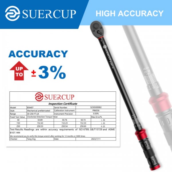 1/2-Inch Drive Click Torque Wrench - ±3% Accuracy Professional 30-250 Ft.Lb/40.7-339Nm, Dual-Direction Adjustable 72 Tooth for Product Assembly and Car Repair