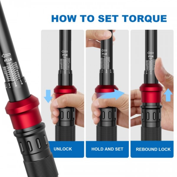 SUERCUP 1/2-inch Drive Torque Wrench - 10-110 ft.lb/13.6-149.2 Nm, Dual-Direction Adjustable 72 Tooth Click Torque Wrench for Bicycle, Moto and Car Maintenance