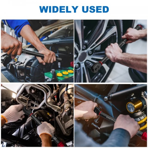 1/2-inch Drive Torque Wrench - 20-150 ft.lb/27.1-203.3 Nm, Dual-Direction Adjustable 72 Tooth Click Torque Wrench with Buckle for Bicycle, Moto and Car Maintenance