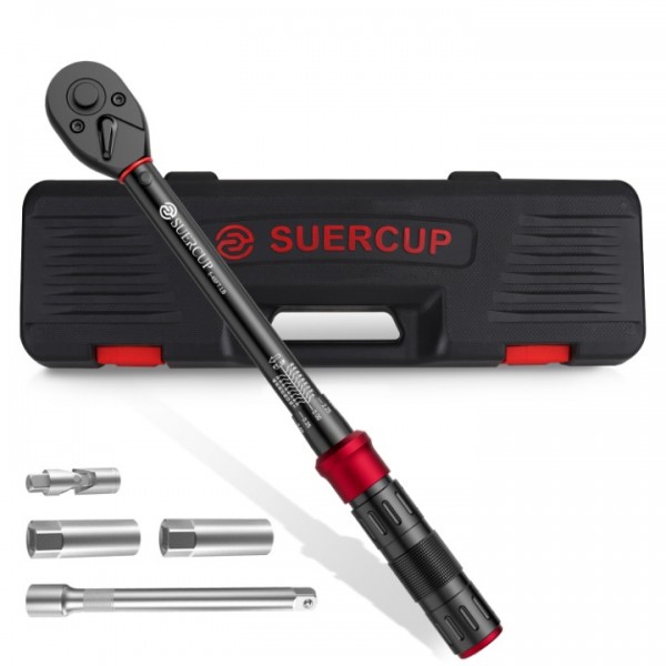 3/8-Inch Drive Click Torque Wrench 5 PCS Set, 5-45 Ft-Lb/6.8-61 Nm, ±3% High Accuracy Torque Wrench，Dual-Direction Adjustable 72 Tooth Click Torque Wrench Maintenance Kit