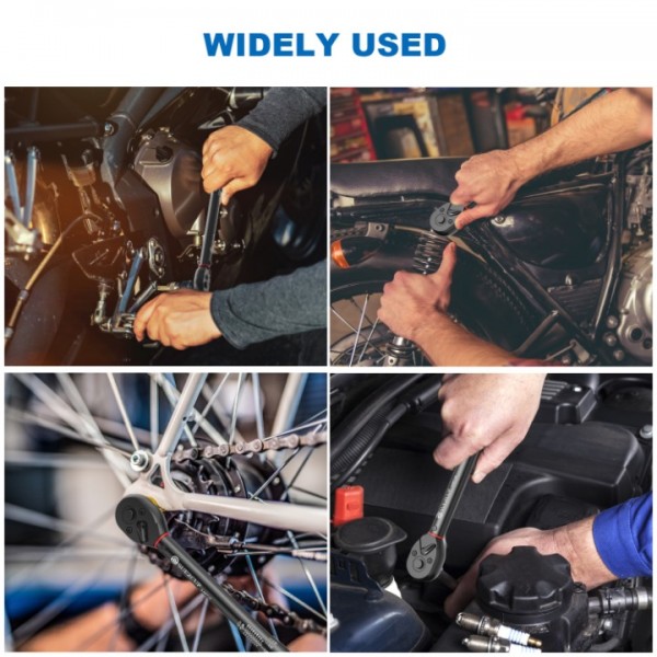 SUERCUP 3/8-Inch Drive Click Torque Wrench - 5-45 Ft-Lb/6.8-61Nm, ±3% High Accuracy Torque Wrench, Dual-Direction Adjustable 72 Tooth Click Torque Wrench for Bike, Motorcycle and Car Repair