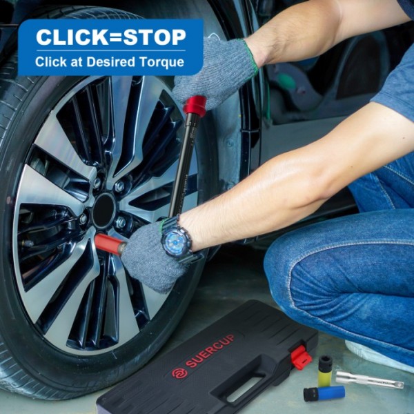 1/2-Inch Drive Click Torque Wrench - 10-170 ft.lb/13.6-230.5 Nm, Dual-Direction Adjustable 72 Tooth Torque Wrench，±3% Accuracy Professional Torque Wrench 5 PCS Set for Moto and Car Maintenance