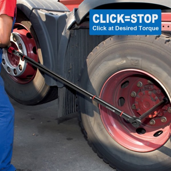 1-inch Drive Click Torque Wrench, 200-1300Ft-Lb/271-1761.5Nm, ±3% High Accuracy and Dual-Direction Click Torque Wrench with a Hex Key for Wind Turbines, Car/Truck Repair etc
