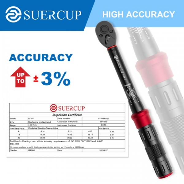 1/4-Inch Drive Click Torque Wrench, 4-30Nm Bike Torque Wrench, Dual-Direction Adjustable 72 Tooth Click Torque Wrench for Bicycle Maintenance