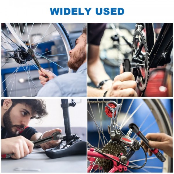 SUERCUP 1/4-Inch Drive Click Torque Wrench, 18 PCS Bike Torque Wrench Set 3-25Nm, Dual-Direction Adjustable 72 Tooth Click Torque Wrench, Used for Bicycle Maintenance